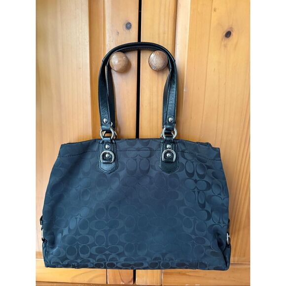 Coach Ashley Signature Sateen Carryall Tote Black F15510 – Authentic” - Picture 5 of 16